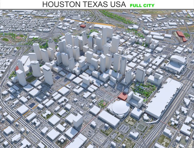Houston city Texas USA 100km Modèle 3D .c4d .max .obj .3ds .fbx .stl .blend 