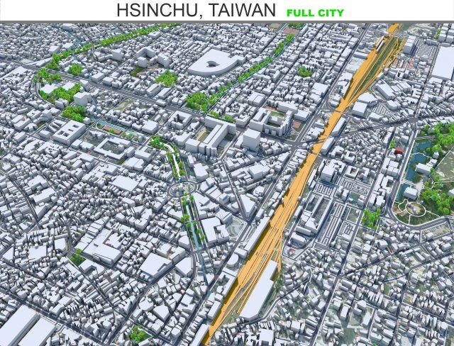 Hsinchu city Taiwan 50km 3D Model .c4d .max .obj .3ds .fbx .stl .blend 