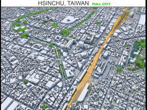 Hsinchu city Taiwan 50km 3D Model