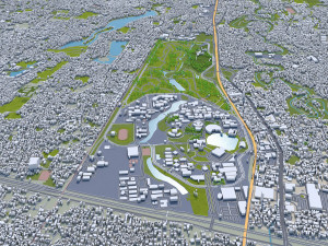 Jakarta city Indonesia 50km 3D Модель