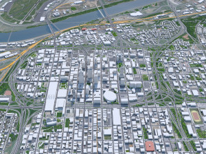 Kansas City Missouri USA 80km 3D Model