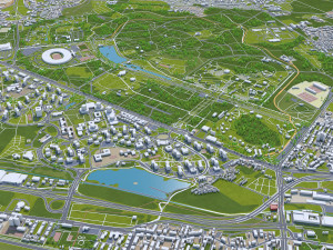 Katowice city Poland 70km 3D Model