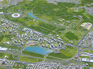 Katowice city Poland 70km 3D Model