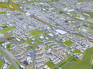 Katowice city Poland 70km 3D Model