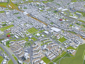 Katowice city Poland 70km 3D Model