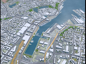 Kiel city Germany 70km 3D Model