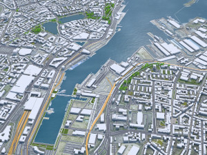 Kiel city Germany 70km 3D Model