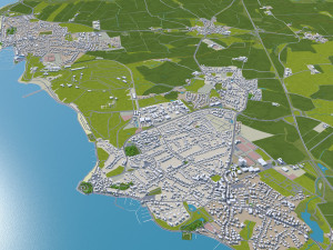 Kiel city Germany 70km 3D Model
