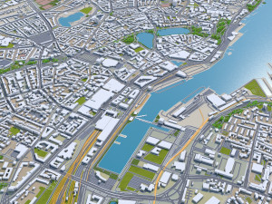 Kiel city Germany 70km 3D Model