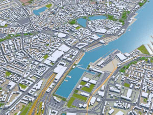 Kiel city Germany 70km 3D Model