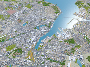 Kiel city Germany 70km 3D Model