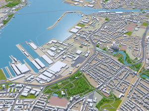 Kiel city Germany 70km 3D Model