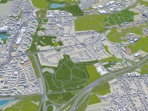 Kiel city Germany 70km 3D Model