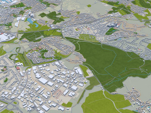 Kiel city Germany 70km 3D Model