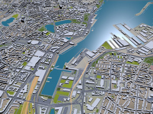 Kiel city Germany 70km 3D Model