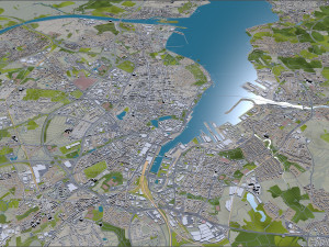 Kiel city Germany 70km 3D Model