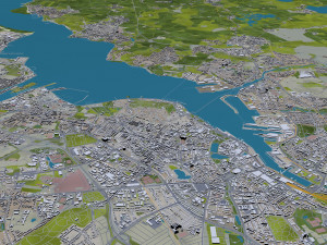 Kiel city Germany 70km 3D Model