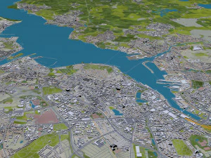 Kiel city Germany 70km 3D Model