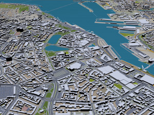 Kiel city Germany 70km 3D Model
