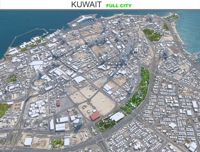 Kuwait city 80km 3D Model .c4d .max .obj .3ds .fbx .stl .blend 