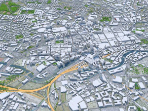 Leeds city UK 60km 3D Model