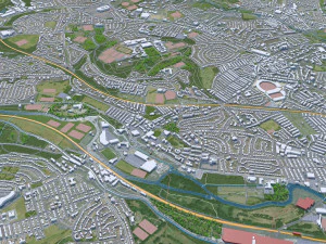 Leeds city UK 60km 3D Model