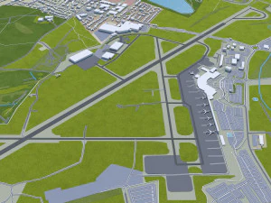 Leeds city UK 60km 3D Model