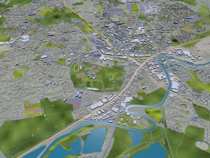 Leeds city UK 60km 3D Model