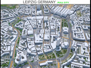 Ville de Leipzig Allemagne 50 km Modèle 3D