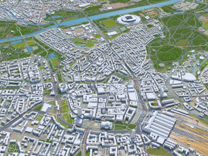 Leipzig city Germany 50km 3D Model
