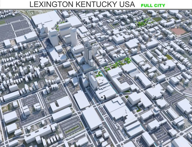 Lexington city Kentucky USA 70km 3D Model .c4d .max .obj .3ds .fbx .stl .blend