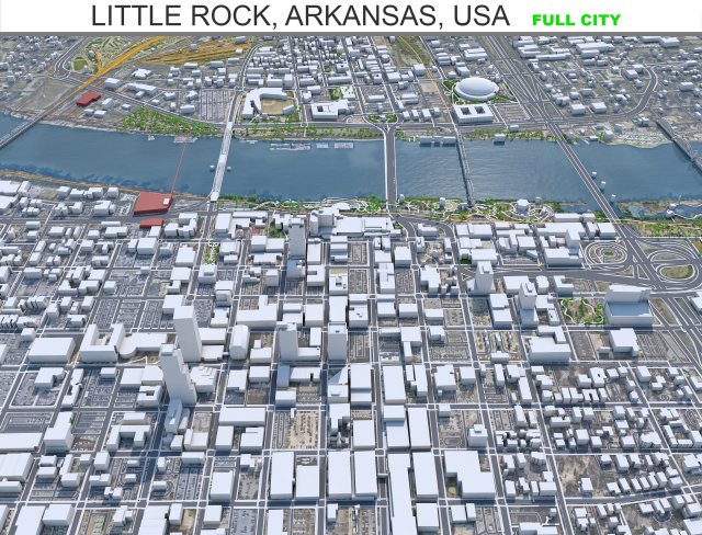Little Rock city Arkansas USA 40km Modelo 3D .c4d .max .obj .3ds .fbx .stl .blend 