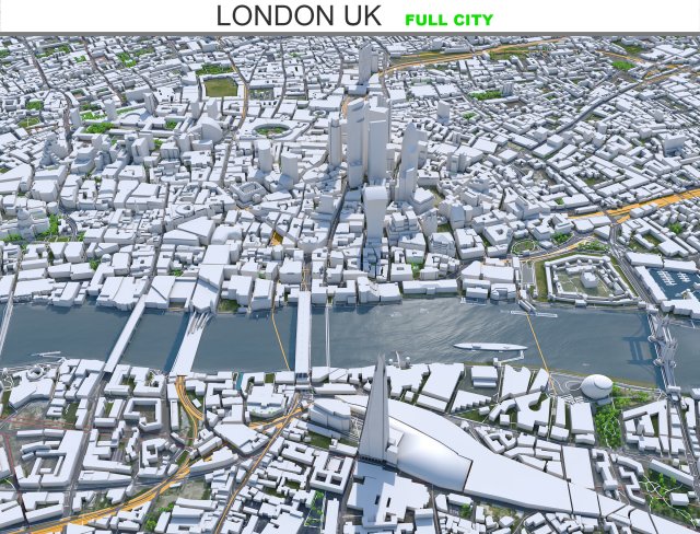 London city UK 100km 3D Model .c4d .max .obj .3ds .fbx .stl .blend 