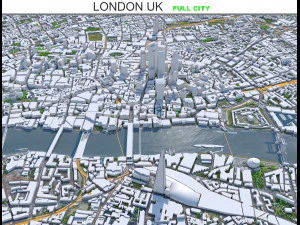 Londra şehri İngiltere 100km 3D Model