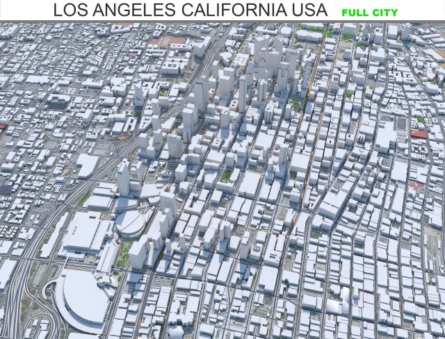 Los Angeles city California USA 100km Model 3D .c4d .max .obj .3ds .fbx .stl .blend 