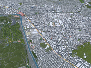 Los Angeles city California USA 100km Model 3D