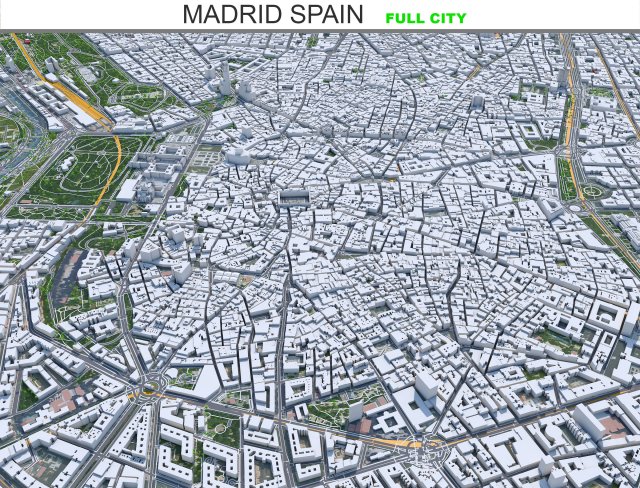Madrid city Spain 80km Modelo 3D .c4d .max .obj .3ds .fbx .stl .blend 