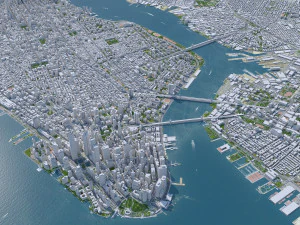 Manhattan city New York USA 40km 3D Model