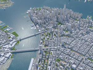 Manhattan city New York USA 40km 3D Model