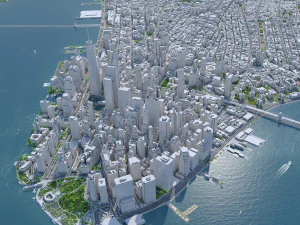 Manhattan city New York USA 40km 3D Model