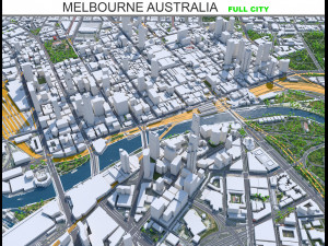 Melbourne city Australia 100km 3D Model