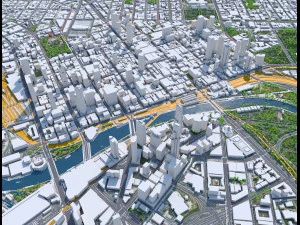 Melbourne city Australia 100km 3D Model
