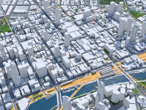 Melbourne city Australia 100km 3D Model