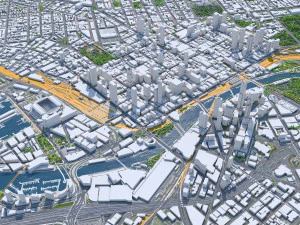 Melbourne city Australia 100km 3D Model