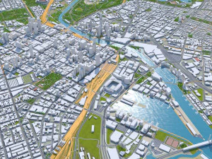 Melbourne city Australia 100km 3D Model