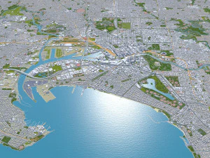 Melbourne city Australia 100km 3D Model
