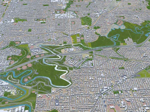 Melbourne city Australia 100km 3D Model