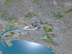 Melbourne city Australia 100km 3D Model