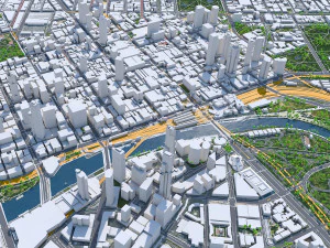 Melbourne city Australia 100km 3D Model