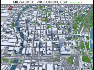 Milwaukee city Wisconsin USA 50km 3D-Modell